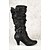 billige Kvindestøvler-Women&#039;s Boots Block Heel Boots Daily Solid Colored Mid Calf Boots Buckle Chunky Heel Round Toe Minimalism PU Zipper Black White