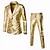 cheap Historical &amp; Vintage Costumes-Disco 1980s Spring Fall Pants Suits &amp; Blazers Lapel Collar Blazer Men&#039;s Adults&#039; Shiny Metallic Costume Vintage Cosplay Party Halloween Club Long Sleeve Turndown Tuxedo Christmas / Wash separately
