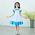 cheap Movie &amp; TV Theme Costumes-Alice in Wonderland Maid Cosplay Costume Flower Girl Dress Girls&#039; Movie Cosplay A-Line Slip Dresses Vacation Dress Blue Dress Christmas Halloween Carnival Tulle Cotton Polyster