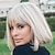 cheap Synthetic Trendy Wigs-Gray Wigs for Women Synthetic Wig Natural Straight Bob with Bangs Wig Blonde Light Golden Pink Blonde Brown White 14 Inch For Daily Party Christmas Party Wigs