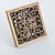 cheap Drains-10cm Brass Bathroom Floor Drain, Art Carved Flower Pattern Square Shower Sink Drain Strainer Cover Grate Drain with Removable Cover for Hotel Home