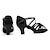 voordelige Latin dansschoenen-Dames Latin schoenen Salsa schoenen Opleiding Prestatie Oefenen Satijn Standaard Hakken Gesp Effen kleur Cuba-hak Gesp Donker Bruin Wit Zwart