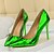cheap Women&#039;s Heels-Women&#039;s Heels Party Work Club Summer High Heel Pointed Toe Business Classic Patent Leather Loafer Solid Colored Silver Black Green