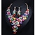 cheap Jewelry Sets-Bridal Jewelry Sets 1 set Crystal Rhinestone Alloy 1 Necklace Earrings Women&#039;s Statement Colorful Cute Fancy Flower irregular Jewelry Set For Party Wedding