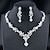 cheap Jewelry Sets-Hoop Earrings 1 set White Cubic Zirconia Rhinestone Zinc 1 Necklace Earrings Women&#039;s Basic Elegant Korean Classic Drop Feather Jewelry Set For Party Wedding Carnival / Bridal Jewelry Sets