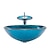 abordables Éviers-bassin rond en verre trempé de bassin de vent méditerranéen minimaliste avec égouttoir de support de bassin de robinet de cascade