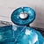 Недорогие Раковины-чаши-Минималистский средиземноморский ветровой круглый умывальник из закаленного стекла, умывальник с водопадным краном, опора для раковины