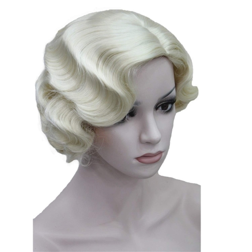 billige Syntetiske trendy parykker-Syntetiske parykker Løse bølger Finger Wave Løse bølger Parykk Blond Kort Blond Syntetisk hår Dame Side del Blond StrongBeauty