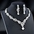 cheap Jewelry Sets-Hoop Earrings 1 set White Cubic Zirconia Rhinestone Zinc 1 Necklace Earrings Women&#039;s Basic Elegant Korean Classic Drop Feather Jewelry Set For Party Wedding Carnival / Bridal Jewelry Sets