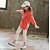 cheap Sets-Kids Girls&#039; Christmas Clothing Set Long Sleeve Orange Color Block Basic