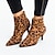 cheap Ankle Boots-Women&#039;s Boots Booties Ankle Boots Animal Print Plus Size Heel Boots Outdoor Daily Work Winter Kitten Heel Pointed Toe Classic Casual Suede Zipper Leopard Snake Leopard Black White