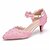 cheap Wedding Shoes-Women&#039;s Wedding Shoes Glitter Crystal Sequined Jeweled Wedding Wedding Heels Low Heel Pointed Toe PU Buckle White Pink