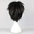abordables Perruques de déguisement-perruques noires pour hommes cosplay perruque synthétique perruque bouclée asymétrique perruque courte noir cheveux synthétiques 12 pouces hommes moelleux noir