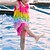cheap Casual Dresses-Kids Girls&#039; Dress Color Block Rainbow Sleeveless Ruched Backless Layered Cute Acrylic Above Knee Fuchsia