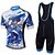 voordelige Herenkleding sets-21Grams Voor heren Wielrenshirt met strakke shorts Korte mouw Bergracen Wegwielrennen Blauw / wit Stip Fietsen Sportoutfits Spandex Polyester UV-bestendig 3D-pad Ademend Sneldrogend Achterzak Sport