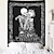 cheap Boho Tapestry-Skull Large Tapestry Kissing Lover Black and White Tarot Skeleton Flower Tapestry Wall Hanging Beach Blanket Romantic Bedroom Dorm Home Decor