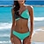 cheap Bikini Sets-Women&#039;s Swimwear Bikini 2 Piece Swimsuit Push Up Color Block Green Black Fuchsia Red Yellow Bathing Suits New Sexy / Padded Bras