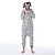 billige Kigurumi-pyjamas-Voksne Kigurumi-pyjamas Hund Onesie-pyjamas Flannel Sort / Hvid Cosplay Til Damer og Herrer Nattøj Med Dyr Tegneserie Festival / ferie Kostumer