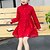 billige Kjoler-Jenter&#039; Langermet Ensfarget 3D-trykt grafikk Kjoler søt stil Ovenfor knéet Polyester Kjole Rød Barn Løstsittende Blonde