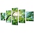 cheap Botanical/Floral Prints-5 Panels Wall Art Canvas Prints Posters Painting Artwork Picture Green Forest Sun Modern Home Decoration Décor Rolled Canvas With Stretched Frame