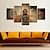 preiswerte Figürliche Drucke-5 Panel Wandkunst Leinwanddrucke Malerei Kunstwerk Bild Buddhismus Buddha Heimtextilien Dekor gespannter Rahmen / gerollt