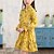 cheap Floral Dresses-Kids Little Girls&#039; Dress White Blue Floral Plants Patchwork Ruched Blue White Yellow Above Knee Long Sleeve Cute Dresses Children&#039;s Day Loose