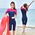 cheap Wetsuits &amp; Diving Suits-Women&#039;s Rash Guard Dive Skin Suit Elastane Swimwear UV Sun Protection Breathable Quick Dry High Elasticity Short Sleeve Front Zip - Swimming Surfing Water Sports Patchwork Summer