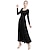 זול הלבשה לריקודים סלוניים-שמלת ריקודים סלוניים דמוי גל/שמלה כנסייתית לבישה יומיומית לנשים שרוול ארוך טבעי צבע טהור טרילין