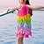 cheap Casual Dresses-Kids Girls&#039; Dress Color Block Rainbow Sleeveless Ruched Backless Layered Cute Acrylic Above Knee Fuchsia