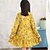 cheap Floral Dresses-Kids Little Girls&#039; Dress White Blue Floral Plants Patchwork Ruched Blue White Yellow Above Knee Long Sleeve Cute Dresses Children&#039;s Day Loose