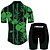 cheap Men&#039;s Clothing Sets-21Grams® Men&#039;s Short Sleeve Cycling Jersey with Shorts Summer Spandex Polyester Black / Green Solid Color Leaf Floral Botanical Bike Clothing Suit UV Resistant 3D Pad Breathable Quick Dry Back Pocket