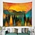 cheap Landscape Tapestry-Mountain Sunrise Wall Tapestry Art Decor Blanket Curtain Picnic Tablecloth Hanging Home Bedroom Living Room Dorm Decoration Landscape Golden Sunset Forest Ink