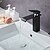 cheap Classical-Single Handle Matte Black Bathroom Sink Faucet, Waterfall Vanity Faucets, Painted Finishes Lavatory Basin Mixer Tap with Supply Lines/Adjustable to Cold and Hot Water