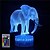billige Dekor- og nattlys-3d-illusjon nattlampe-elefantlampe med fjernkontroll&amp;amp;amp; berøringsbryter 16 farger hjem dekor gave til barn