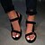 זול סנדלי נשים-בגדי ריקוד נשים סנדלים סנדלים שטוחים יומי משרד קריירה שטוח פתוח בבוהן ג&#039;ינס אבזם מנומר שחור פוקסיה