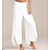 cheap Women&#039;s Pants-Women&#039;s Culottes Wide Leg Pants Trousers Layered Split Ruffle Basic Gym Yoga Stretchy Chinese Style Mid Waist White Black Wine S M L / Loose / Elasticity