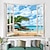 tanie gobelin krajobrazowy-window landscape wall tapestry art decor blanket curtain piknik obrus wiszący dom sypialnia salon w akademiku dekoracja poliester morze ocean plaża palm