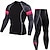 cheap Activewear Sets-Men&#039;s Workout Outfits Compression Suit 2 Piece Athletic Winter Quick Dry Sweat wicking Fitness Gym Workout Basketball Sportswear Activewear Optical Illusion Red black Red+Gray Black