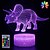 Недорогие 3D ночники-3d динозавр ночник иллюзия лампа 16 изменение цвета декор лампа с пультом дистанционного управления для гостиной кровать бар лучший подарок игрушки для мальчиков девочек