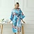 cheap Women&#039;s Robes-Women&#039;s Robes Gown Bathrobes Pure Color Simple Comfort Home Party Wedding Party Spandex Gift Long Sleeve Belt Included Spring Summer Navy Blue