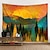 cheap Landscape Tapestry-Mountain Sunrise Wall Tapestry Art Decor Blanket Curtain Picnic Tablecloth Hanging Home Bedroom Living Room Dorm Decoration Landscape Golden Sunset Forest Ink