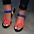 זול סנדלי נשים-בגדי ריקוד נשים סנדלים סנדלים שטוחים יומי משרד קריירה שטוח פתוח בבוהן ג&#039;ינס אבזם מנומר שחור פוקסיה