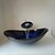 cheap Vessel Sinks-Boat Shape Blue Tempered Glass Vessel Sink with  Pop - Up Drain and Mounting Ring