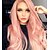 cheap Synthetic Trendy Wigs-Synthetic Wig Body Wave Asymmetrical Wig Pink Long Pink+Red Bright Purple Synthetic Hair 26 inch Women&#039;s Middle Part Party Adorable Pink Purple