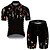 cheap Men&#039;s Clothing Sets-21Grams® Men&#039;s Short Sleeve Cycling Jersey with Shorts Summer Spandex Polyester Black Solid Color Floral Botanical Bike Clothing Suit UV Resistant Breathable Quick Dry Sweat wicking Sports Solid Color
