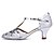 cheap Ballroom Shoes &amp; Modern Dance Shoes-Women&#039;s Latin Shoes Modern Shoes Ballroom Shoes Salsa Shoes Heel Buckle Splicing Cuban Heel Closed Toe Bronze Silver Gold Buckle T-Strap / Performance / Practice