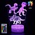 cheap 3D Night Lights-Dinosaur 3D Illusion LED Night Lamp Desk Lamp 3D Optical Illusion Visualization LED Night Lights Table Lamp 16 Colors 3D Illusion Lights Multicolored USB Power for Living Bed Room Bar Best Gift Toys