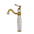 billige Klassisk-baderomsvask armatur ultra kraner euro samling gull med stein enkelt håndtak - ett hull høyt kroppsdekk montert toalettkar vaskekran med buet tut