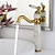 cheap Classical-Bathroom Sink Faucet Ultra Faucets Euro Collection Gold with Stone Single Handle - One Hole Tall Body Deck Mount Lavatory Vessel Sink Faucet With Curved Spout