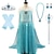 baratos Roupas de fantasias de Filmes e Temas de TV-Princesa Elsa Vestidos Traje Cosplay Baile de Máscara Para Meninas Cosplay filme Básico Moda Diário Verde Azul (com acessórios) Verde (com acessórios) Vestido Carnaval Baile de Máscaras 100% Poliéster